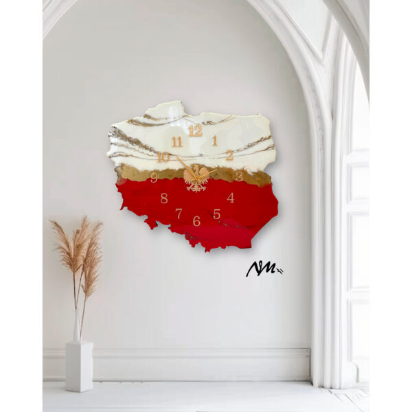 white and red_Polish Clock with gold